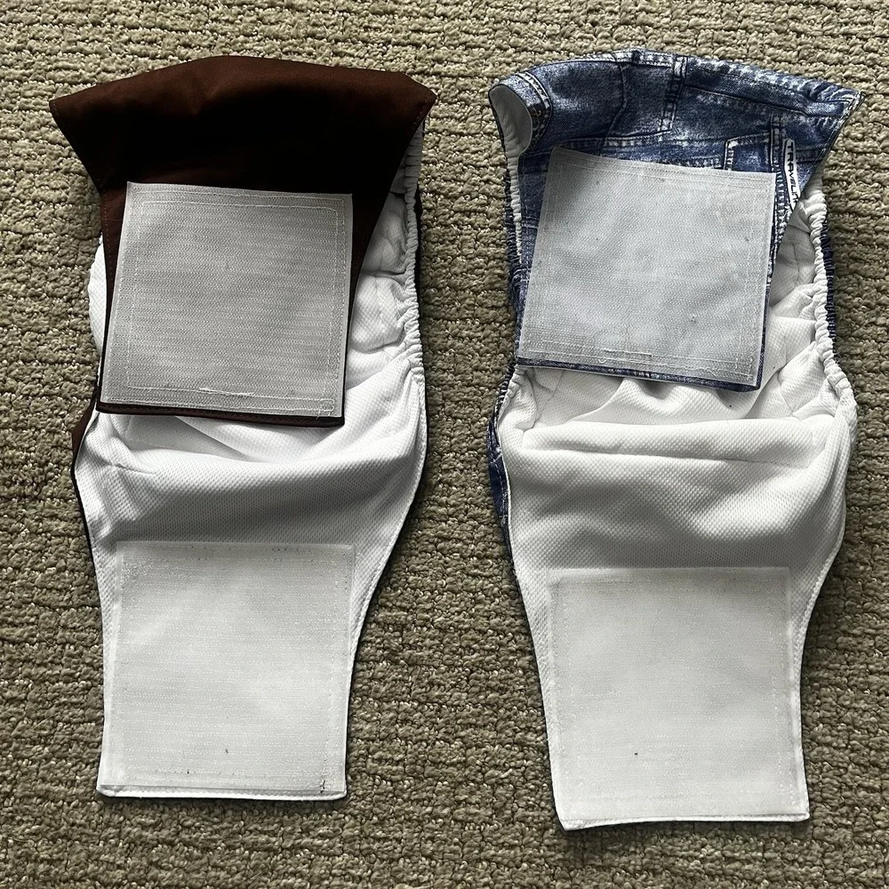 Teamoy Male Dog Belly Bands Lot of 2 Washable Reusable Wrap Diapers Denim Brown‎